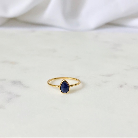 Sodalite tear drop ring 925 SS ( Gold plated ) - Picture 3 of 7